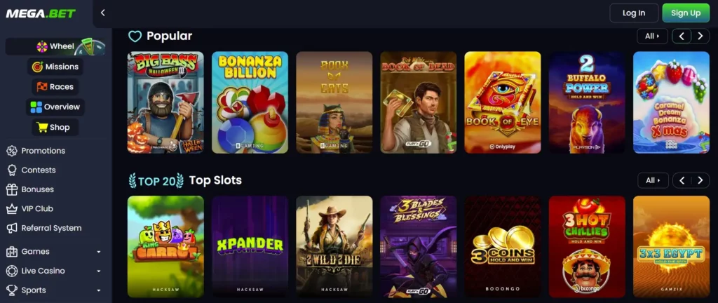 Populaire Casinospellen bij MegaBet